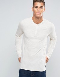 Кремовый лонгслив с горловиной на пуговицах Abercrombie &amp; Fitch - Кремовый
