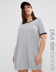 Расклешенное платье‑футболка Boohoo Plus - Серый