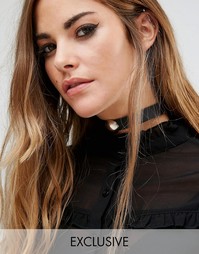 Короткое кожаное ожерелье Reclaimed Vintage - Черный