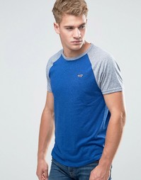 Синяя футболка узкого кроя с логотипом Hollister Must Have - Синий