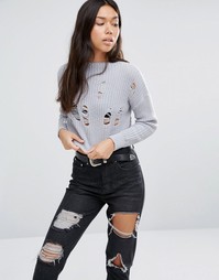 Укороченный состаренный джемпер Boohoo - Серебряный