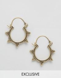 Серьги-кольца с шипами Reclaimed Vintage - Серебряный