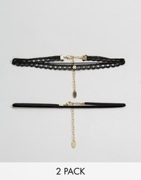 2 черных ожерелья‑чокер Orelia - Черный