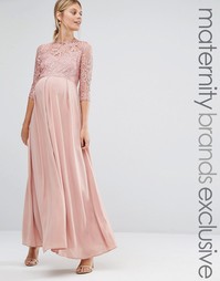 Платье макси c кружевной отделкой Queen Bee - Розовый