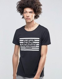 Черная футболка в полоску с логотипом Cheap Monday - Черный