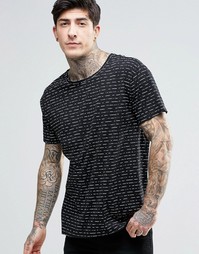 Dr Denim Russ Line Print T-Shirt - Черный