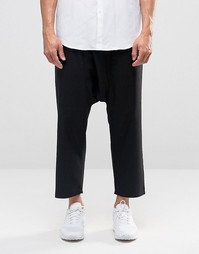 Строгие брюки с заниженным шаговым швом и завязкой на талии ASOS - Темно-синий