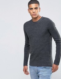 Джемпер в рубчик с круглым вырезом Selected Homme - Серый