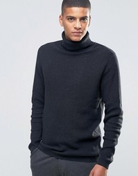 Джемпер в рубчик с отворачивающимся воротником Selected Homme - Серый