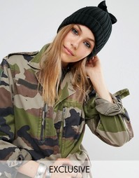 Шапка-бини с бантиком Reclaimed Vintage - Черный