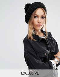 Берет крупной вязки с помпоном Reclaimed Vintage - Черный