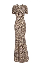 Вечернее платье с леопардовым принтом и глубоким вырезом на спине Givenchy