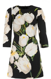 Приталенное мини-платье с укороченным рукавом и цветочным принтом Dolce &amp; Gabbana