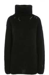 Удлиненный пуловер свободного кроя с высоким воротником Saint Laurent
