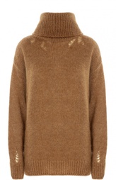 Удлиненный пуловер свободного кроя с высоким воротником Saint Laurent