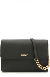 Кожаная сумка с клапаном на цепочке DKNY
