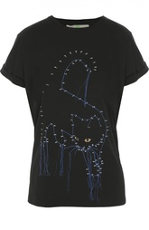 Футболка прямого кроя с контрастной вышивкой Stella McCartney