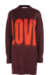 Удлиненный пуловер с круглым вырезом и контрастной надписью Givenchy