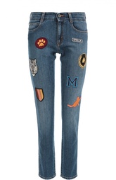 Укороченные джинсы с нашивками и завышенной талией Stella McCartney