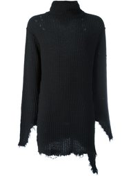 cable knit distressed long jumper Mihara Yasuhiro