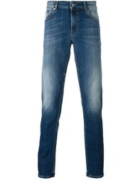 джинсы кроя слим с эффектом потертости Pt05