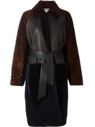 длинное пальто с поясом и панельным дизайном Lanvin