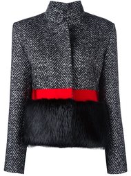 fur-embellished herringbone jacket Capucci