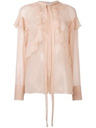 прозрачная блузка с оборками  Givenchy