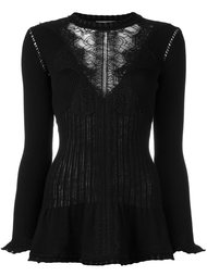 трикотажный топ с кружевной панелью Alberta Ferretti