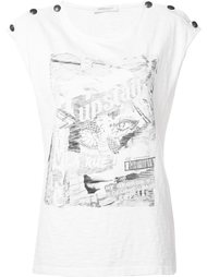 buttoned shoulder graphic T-shirt Pierre Balmain