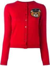 biker teddy intarsia cardigan Moschino