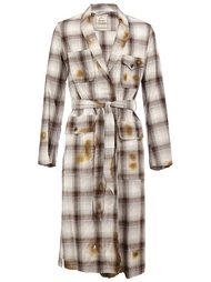 plaid burn effect trench coat Maison Mihara Yasuhiro