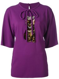 блузка с нашивкой кота Dolce &amp; Gabbana