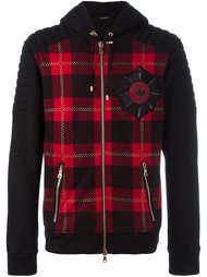 biker tartan patch hoodie Balmain