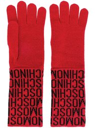 перчатки вязки интарсия с логотипом Moschino