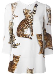 блузка с принтом кошек Dolce &amp; Gabbana
