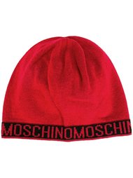 шапка-бини вязки интарсия с логотипом Moschino