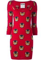 платье с принтом-интарсией плюшевых медведей Moschino