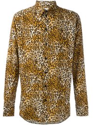 рубашка с леопардовым принтом   Saint Laurent