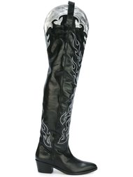 embroidered flame Texan boots Chiara Ferragni