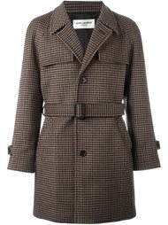 houndstooth belted coat Saint Laurent