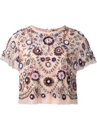 floral embellished cropped blouse Needle &amp; Thread