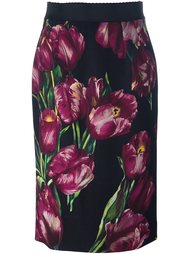 юбка-карандаш с принтом тюльпанов Dolce &amp; Gabbana