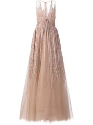 длинное платье с вышивкой и пайетками Elie Saab