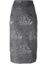 embossed print straight skirt Nº21