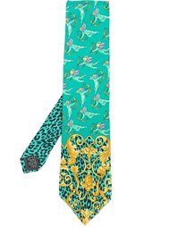 cheetah and angels print tie Versace Vintage