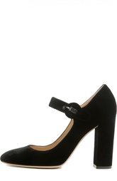 Бархатные туфли Lorraine на устойчивом каблуке Gianvito Rossi