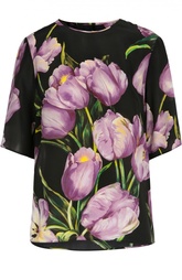 Шелковая блуза с цветочным принтом Dolce &amp; Gabbana