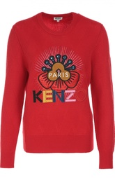 Шерстяной пуловер с аппликацией Kenzo