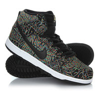 Кеды кроссовки высокие Nike Dunk High Premium SB Black/Black Rainbow White